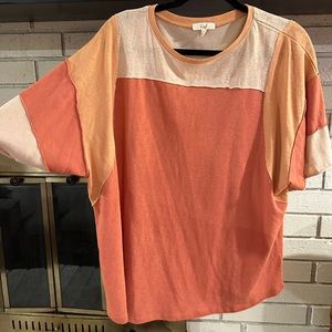 Orange Color Block Oversized Top
